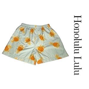 Honolulu Lulu Hawaiian Tropical Pineapple Swim Trunks Men’s Size LG EUC!
